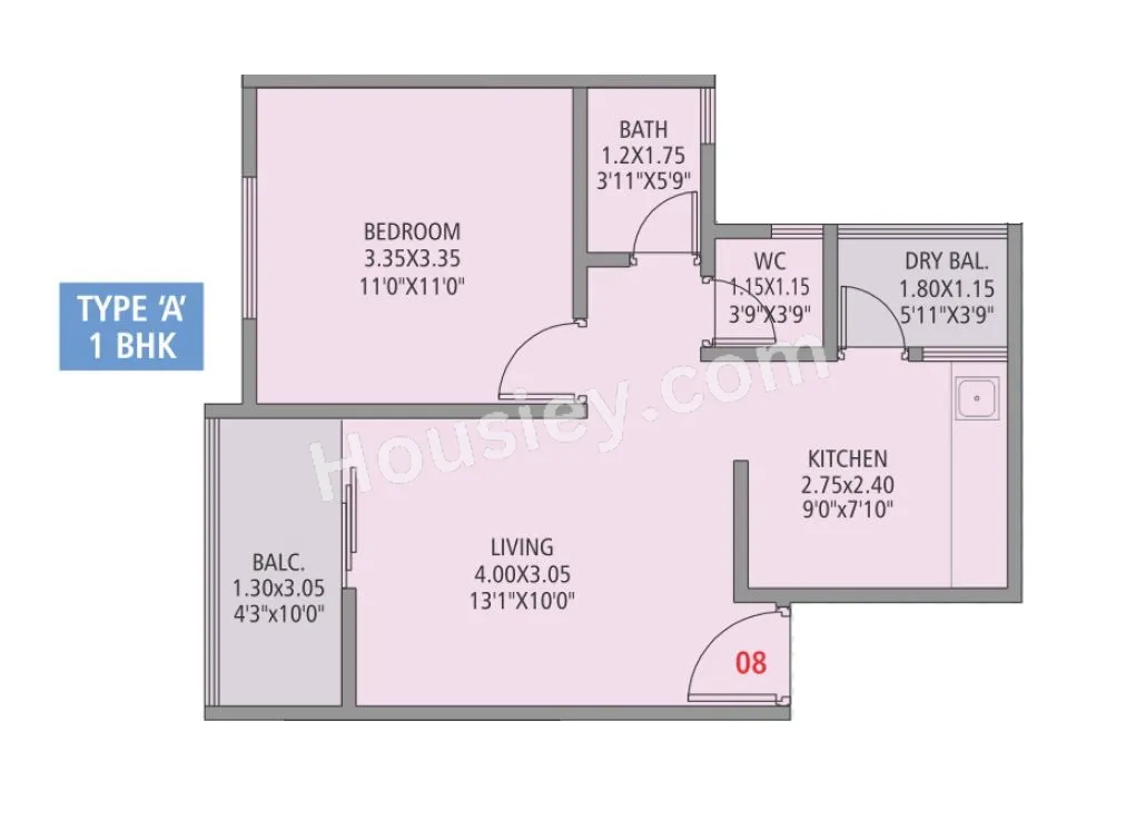 RR Lunkad Akshay Vrindavan Unit plan - 482 sq.ft.