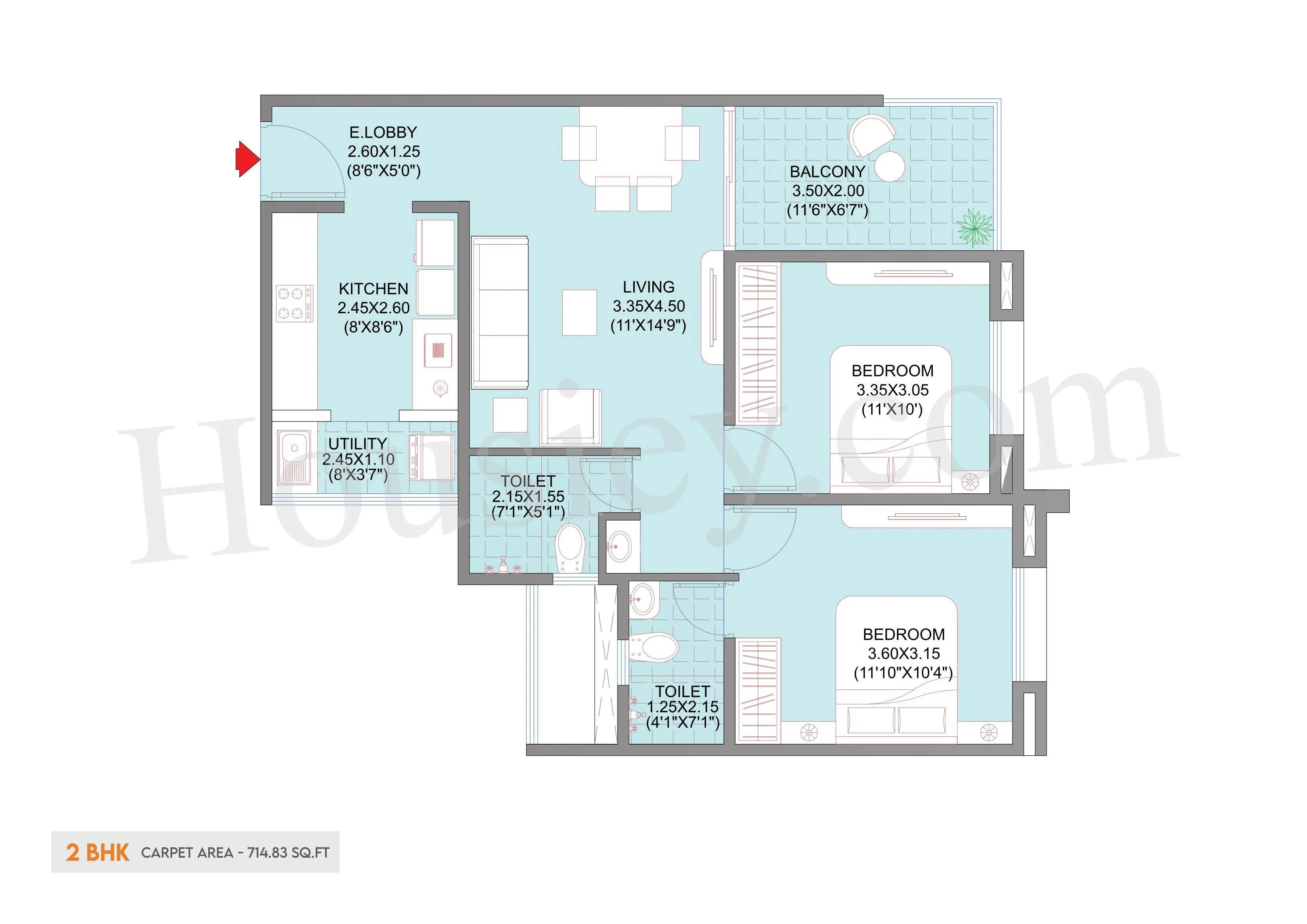 Alpine Astonia Unit plan - 715 sq.ft.