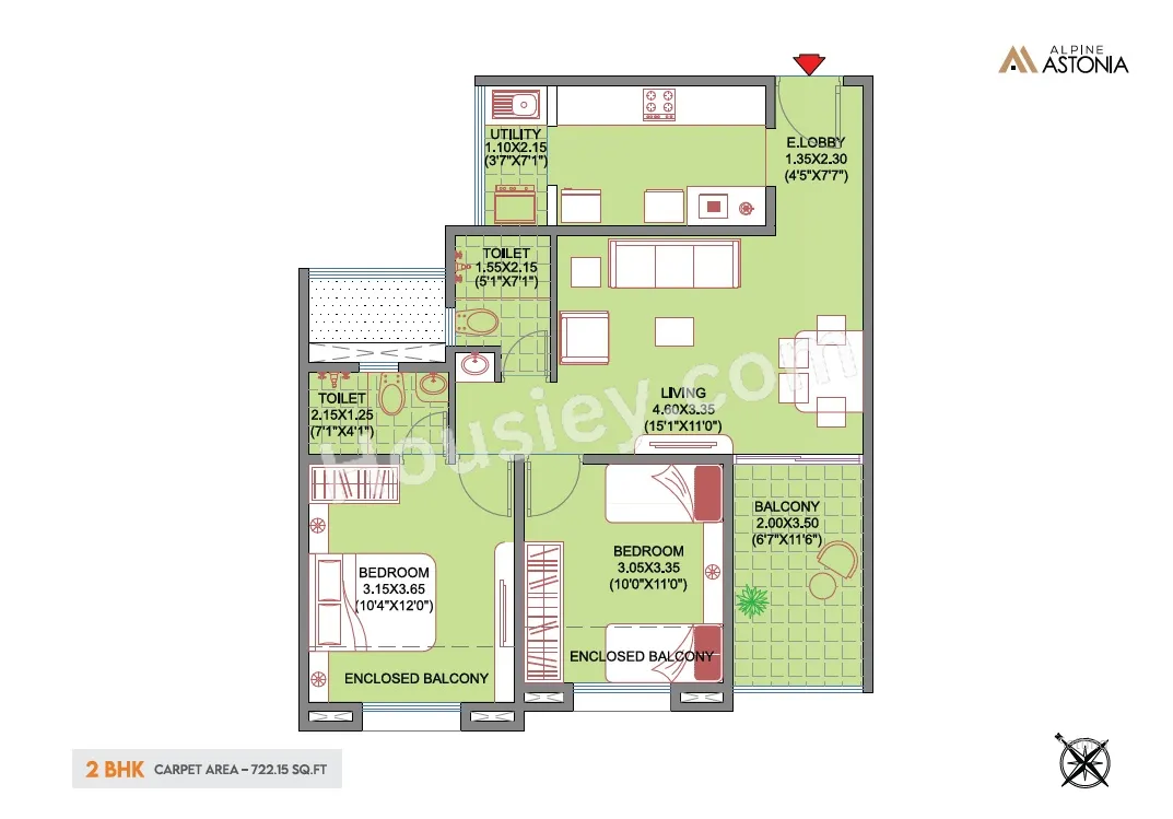 Alpine Astonia Unit plan - 722 sq.ft.