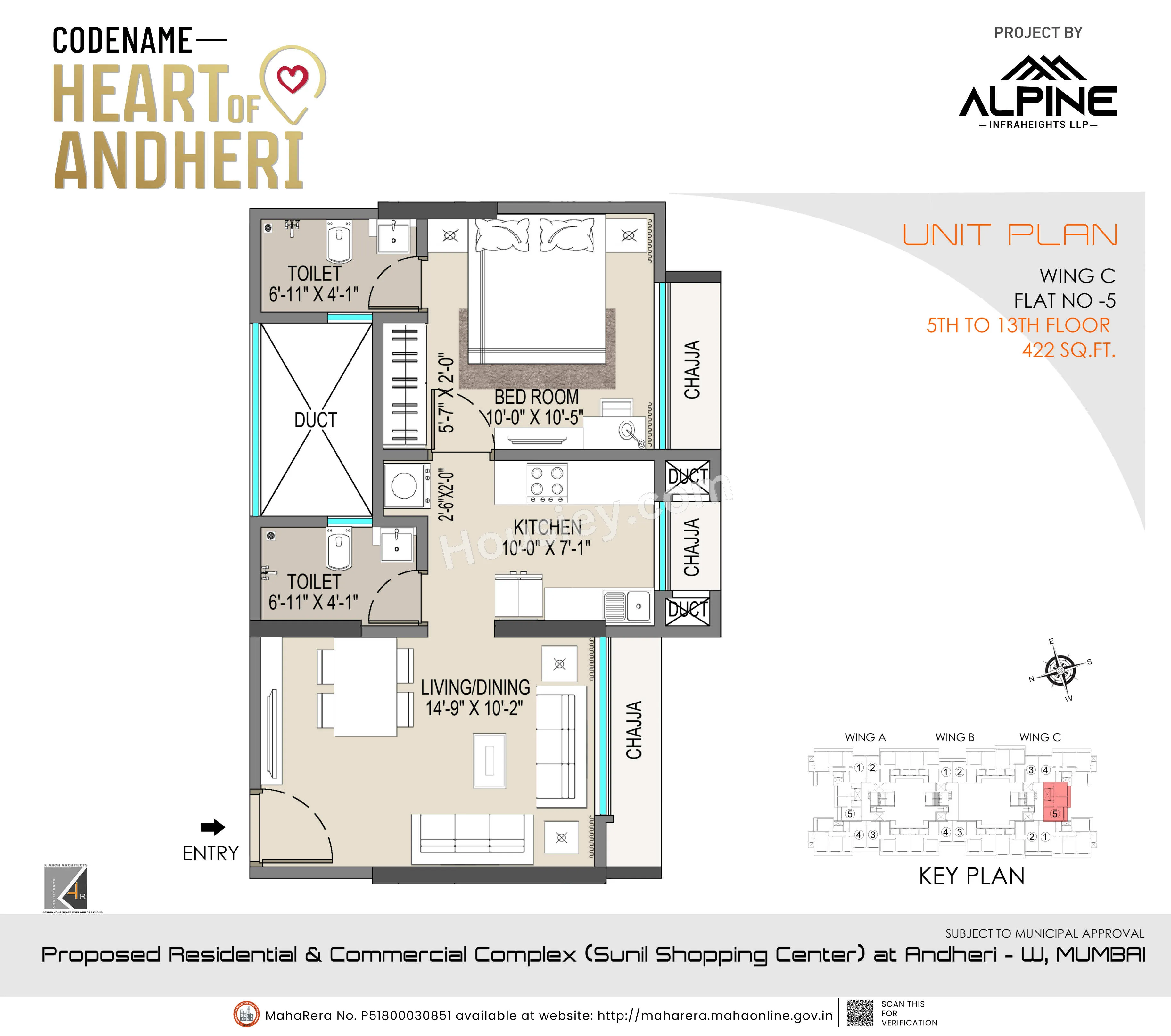 Unit plan - 422 sq.ft.