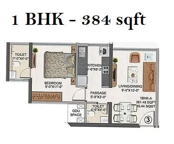 Amal Vivan Unit plan - 384 sq.ft.