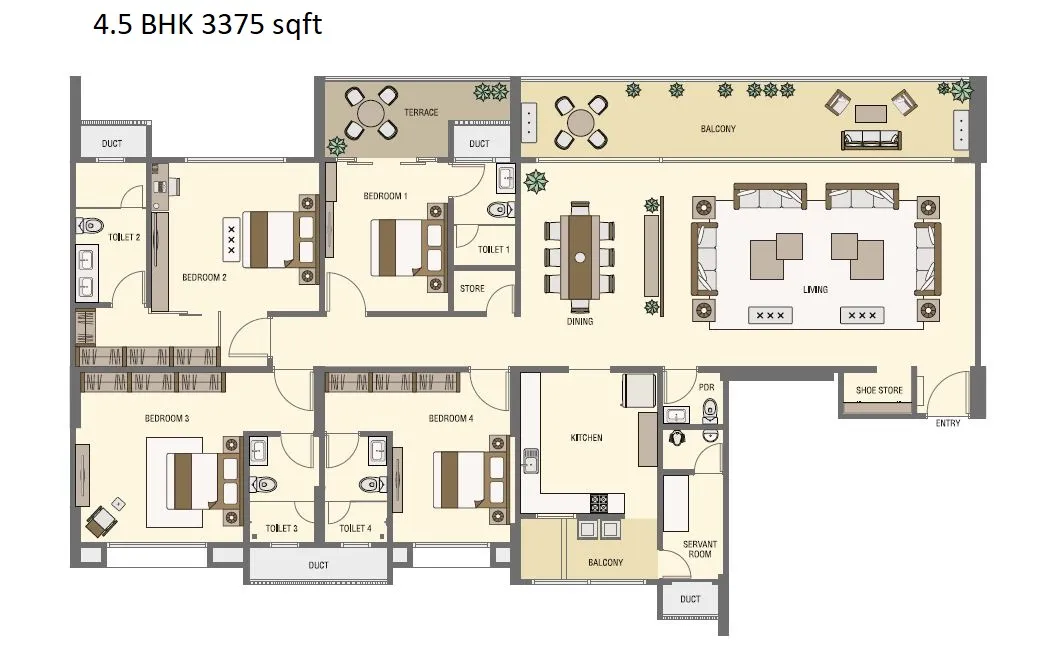Amar Landmark Unit plan - 3375 sq.ft.