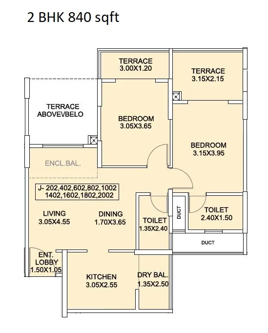 Amits Bloomfield Unit plan - 840 sq.ft.