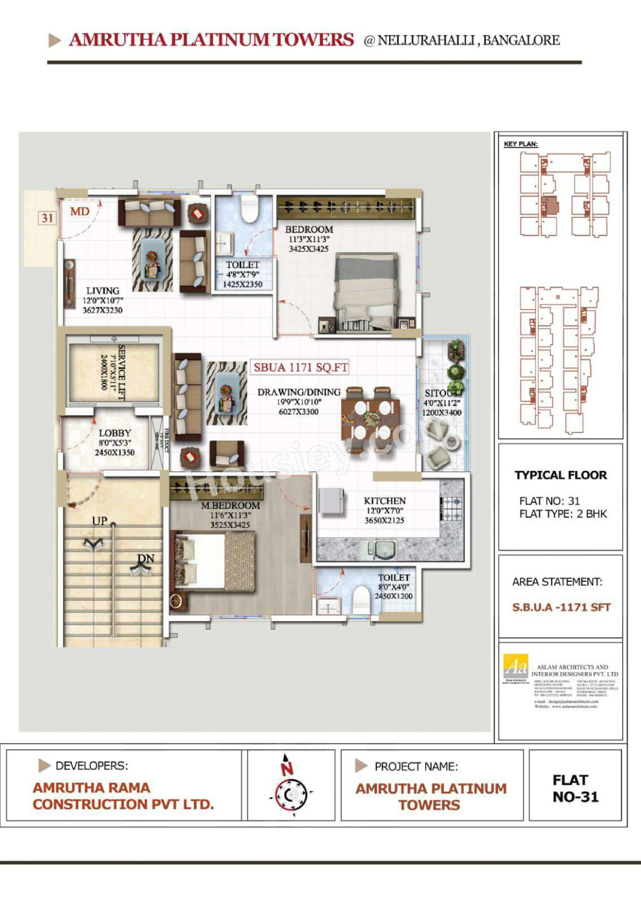 Amrutha Platinum Towers Unit plan - 831 sq.ft.