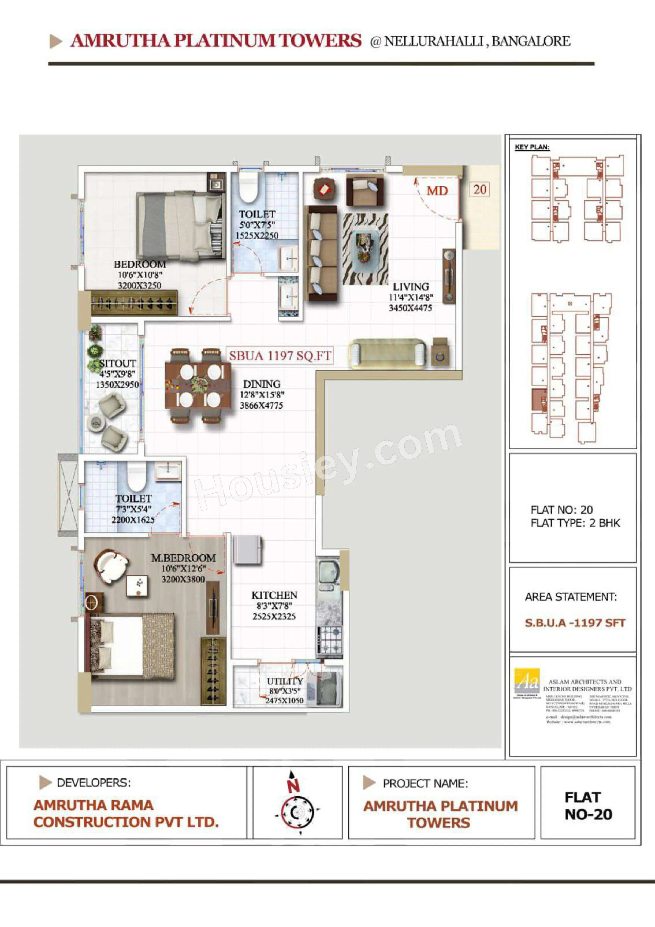 Amrutha Platinum Towers Unit plan - 849 sq.ft.