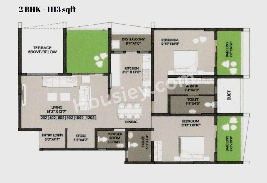 Unit plan - 1113 sq.ft.