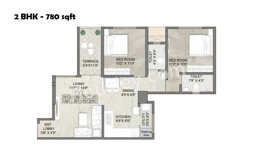 Anika Piccadilly Unit plan - 780 sq.ft.
