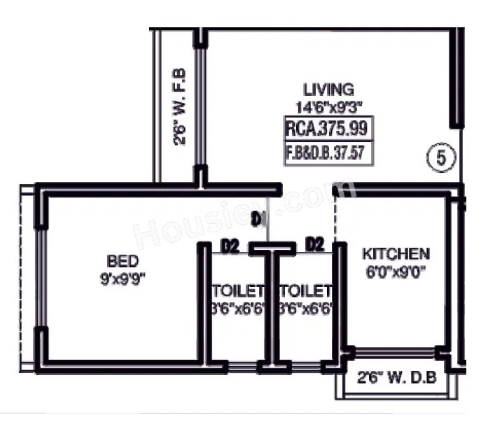 Ankur Grandeur Unit plan - 414 sq.ft.