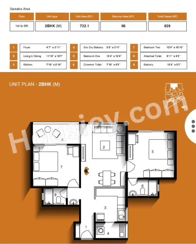 Anshul 7 Unit plan - 828 sq.ft.