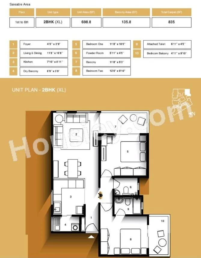 Anshul 7 Unit plan - 835 sq.ft.