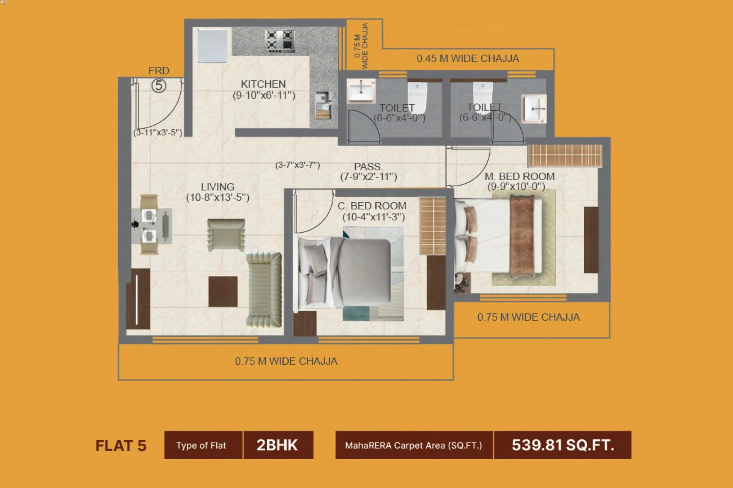 Arc Aura Unit plan - 540 sq.ft.