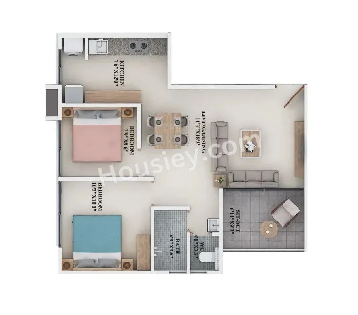 Arc Finezza Unit plan - 606 sq.ft.