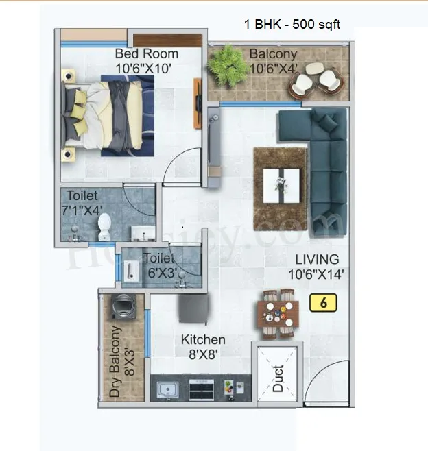 Archana Paradise Phase 2 Unit plan - 500 sq.ft.