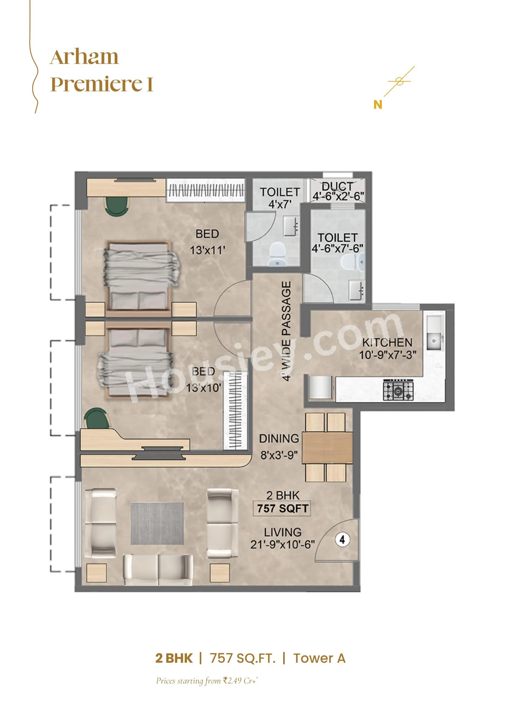 Arham Mourya Unit plan - 757 sq.ft.