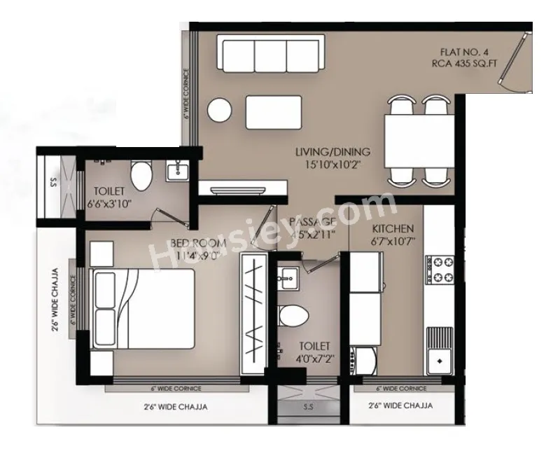 Ariha Vincere Unit plan - 435 sq.ft.