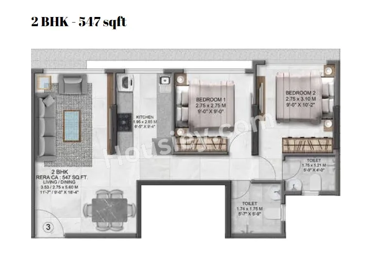 Arihant Sky Unit plan - 547 sq.ft.