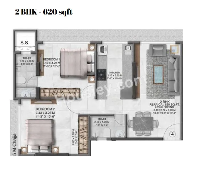Arihant Sky Unit plan - 620 sq.ft.