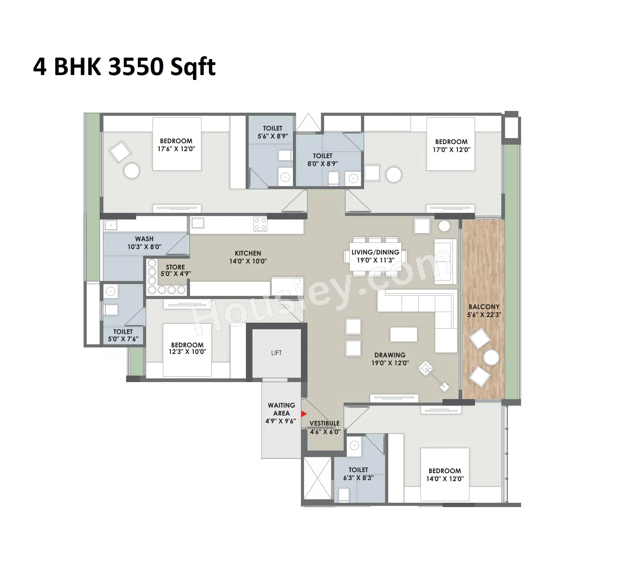Arista Eminence 96 Unit plan - 1952 sq.ft.
