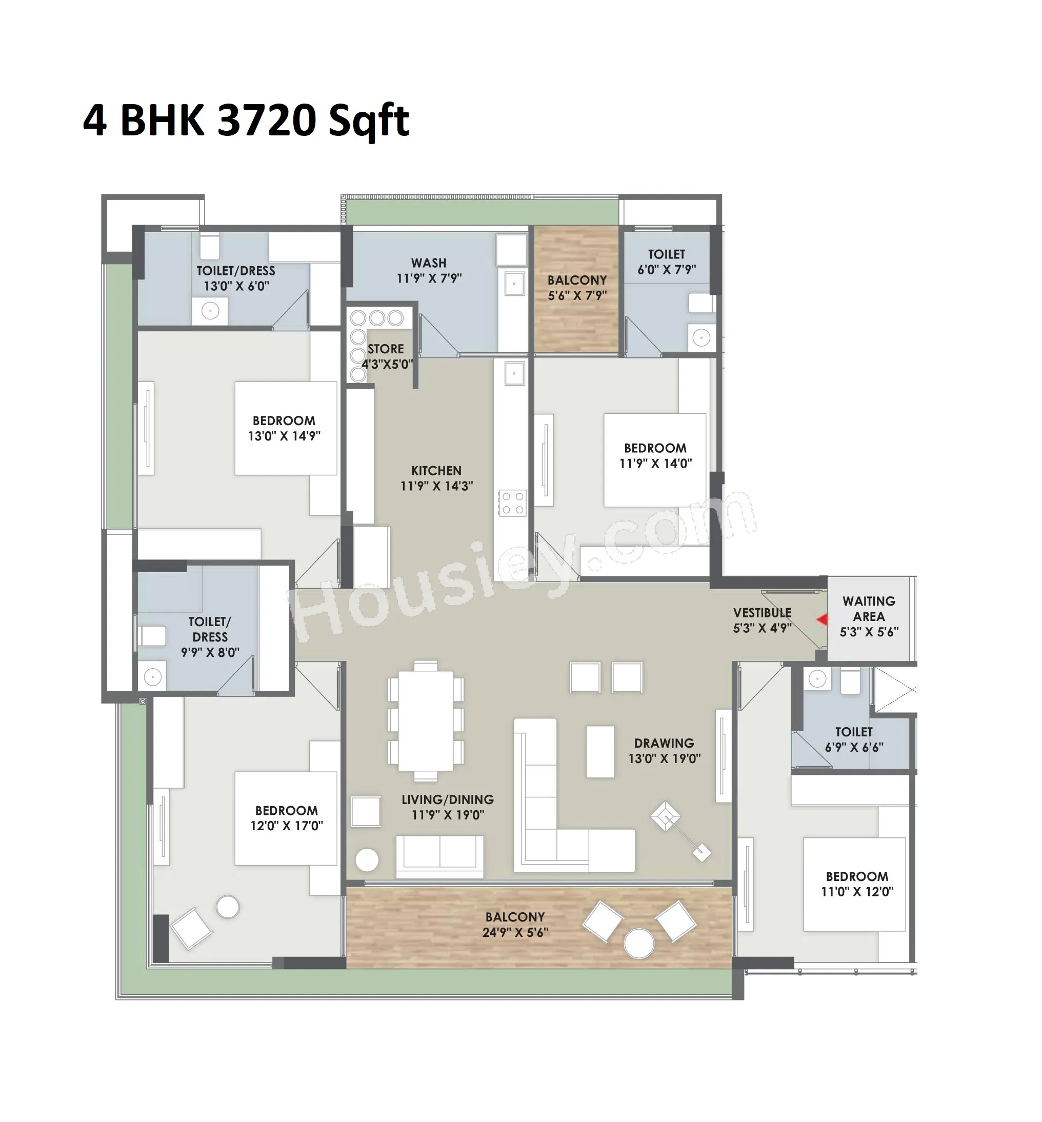 Arista Eminence 96 Unit plan - 2046 sq.ft.