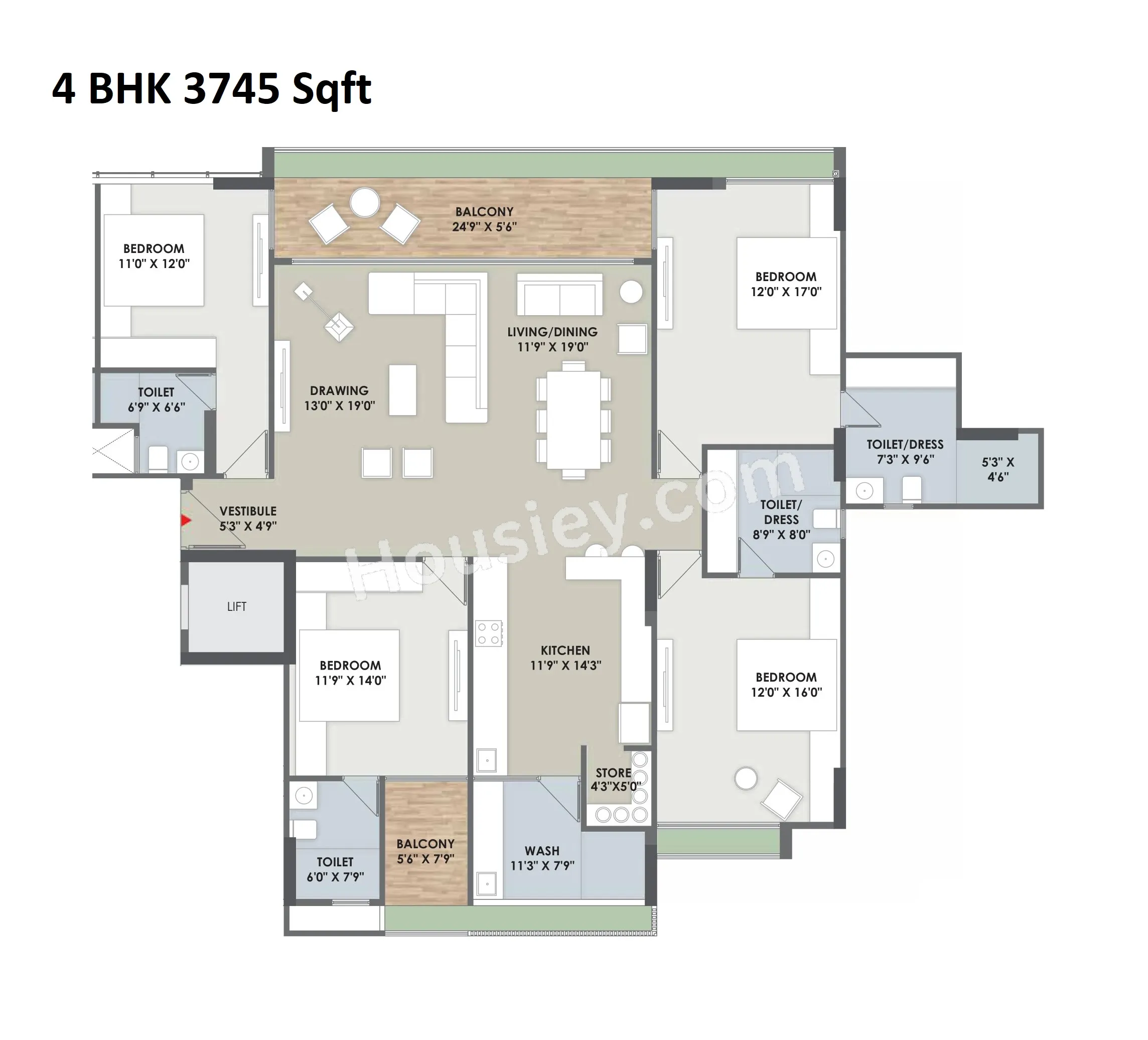 Arista Eminence 96 Unit plan - 2059 sq.ft.