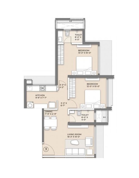 Arkade Eden Unit plan - 660 sq.ft.