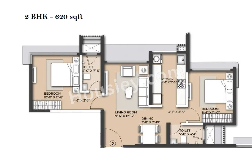 Arkade Nest Unit plan - 620 sq.ft.
