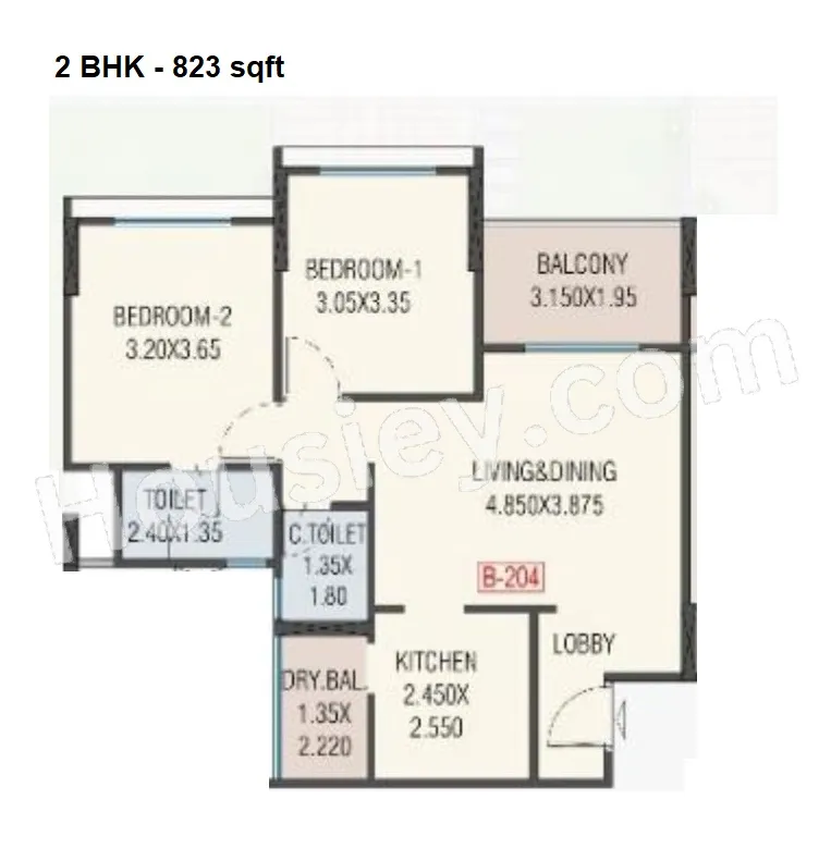 Star Altair Phase II Unit plan - 823 sq.ft.