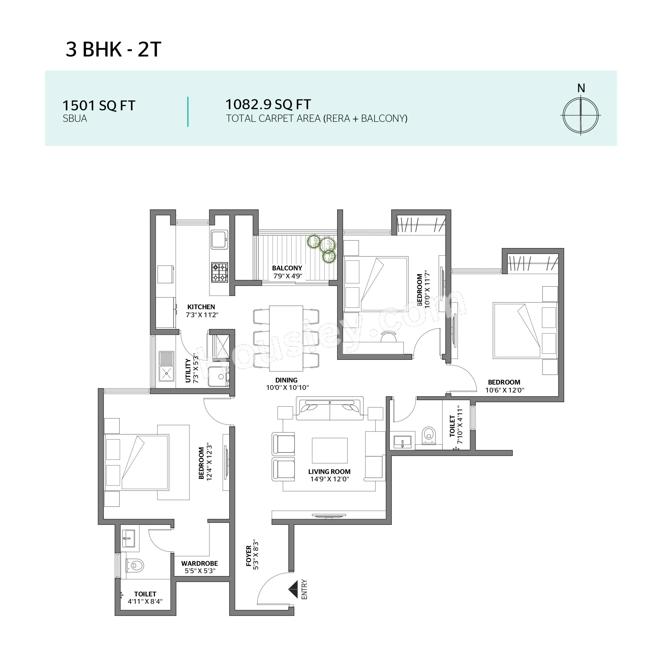 Unit plan - 1046 sq.ft.