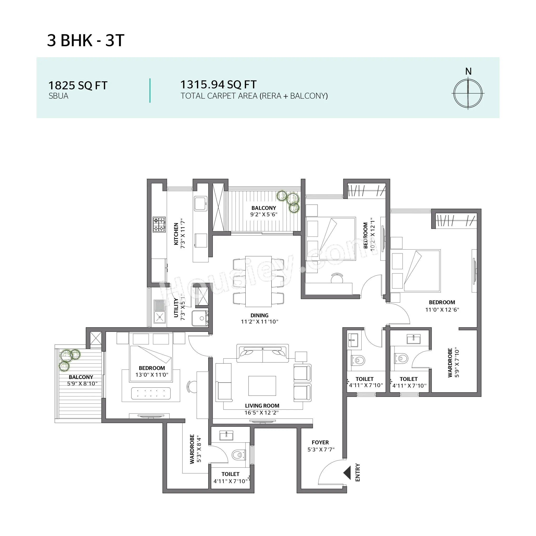 Assetz Canvas & Cove Unit plan - 1217 sq.ft.