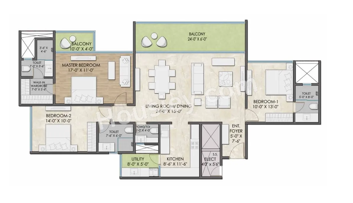Aswani The Hyphen Unit plan - 1456 sq.ft.