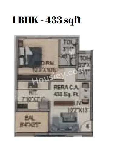 Atmiya Centria Unit plan - 433 sq.ft.
