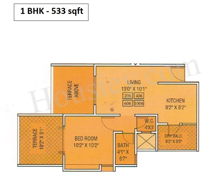 Atrium Skyward Unit plan - 533 sq.ft.