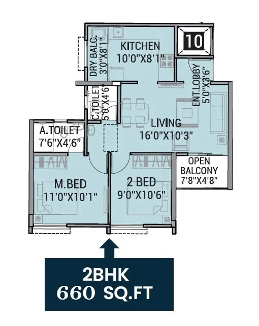 Aum Casa Imperia Unit plan - 660 sq.ft.