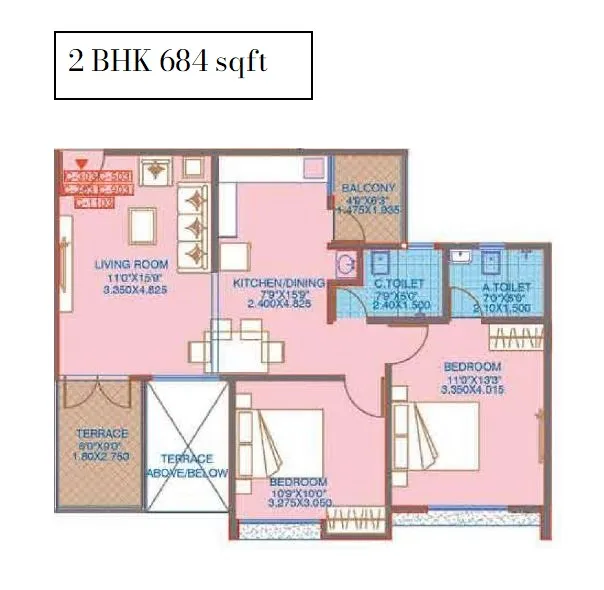 Austin County Unit plan - 685 sq.ft.
