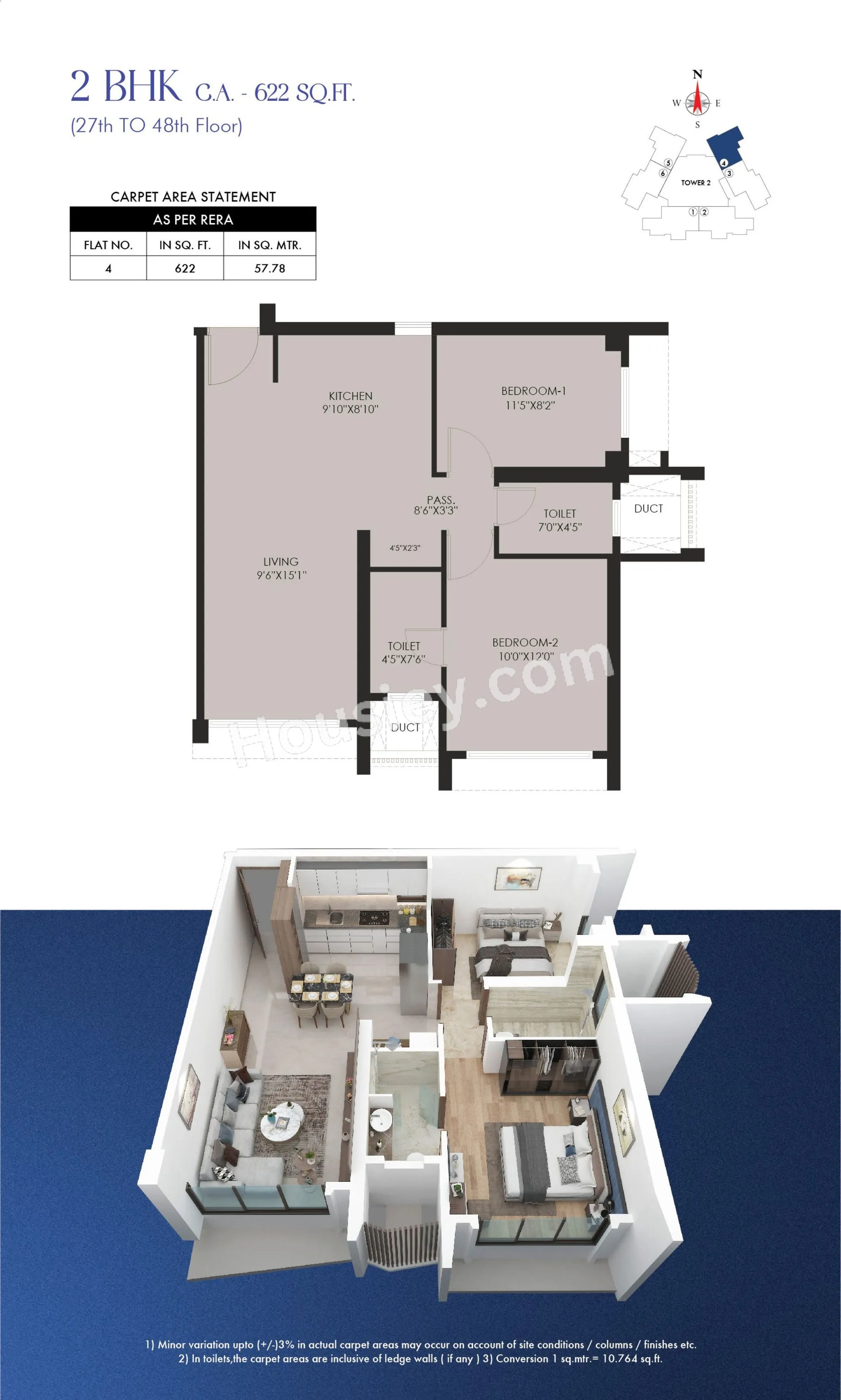 Avalon Residency Unit plan - 622 sq.ft.