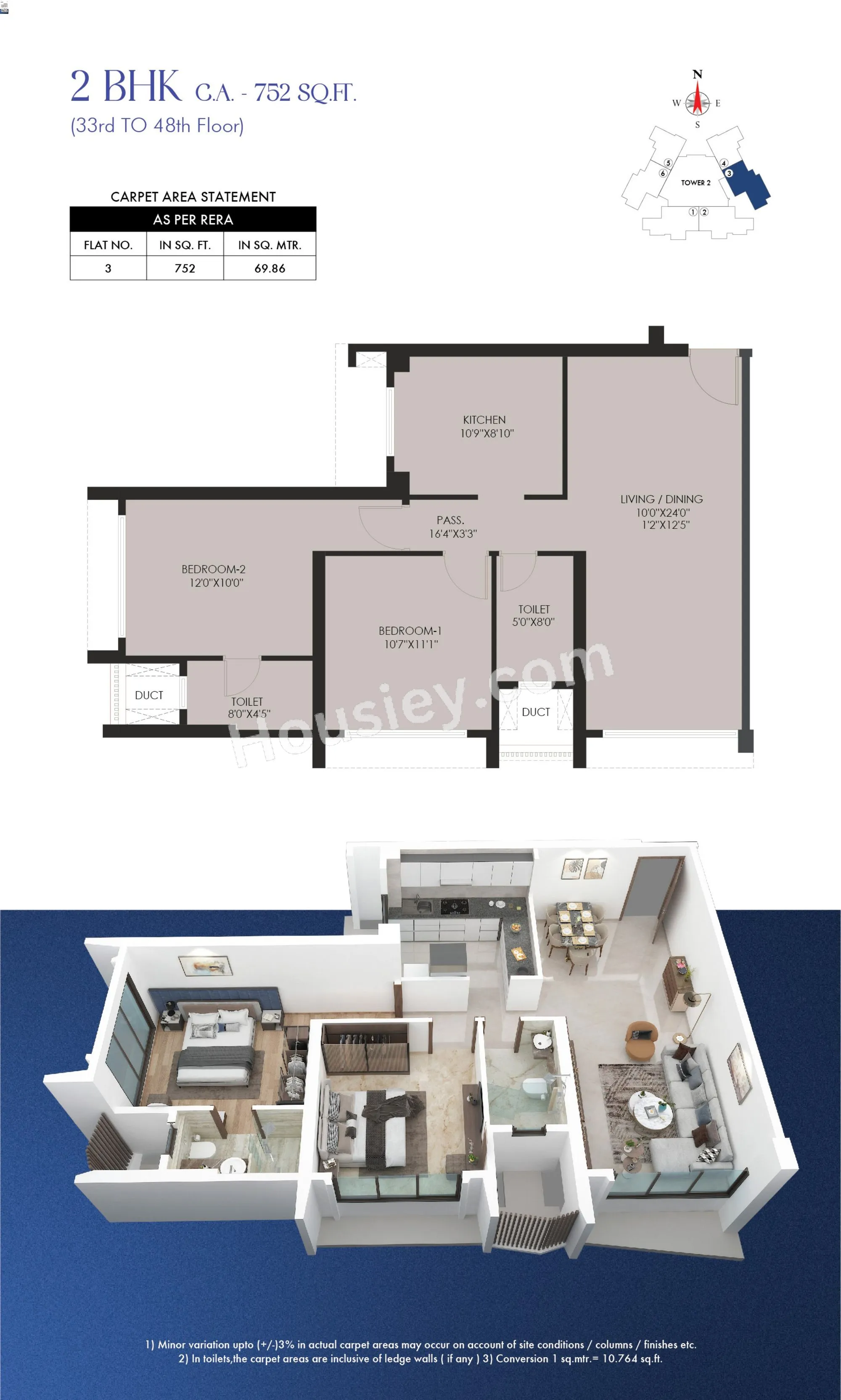Avalon Residency Unit plan - 752 sq.ft.