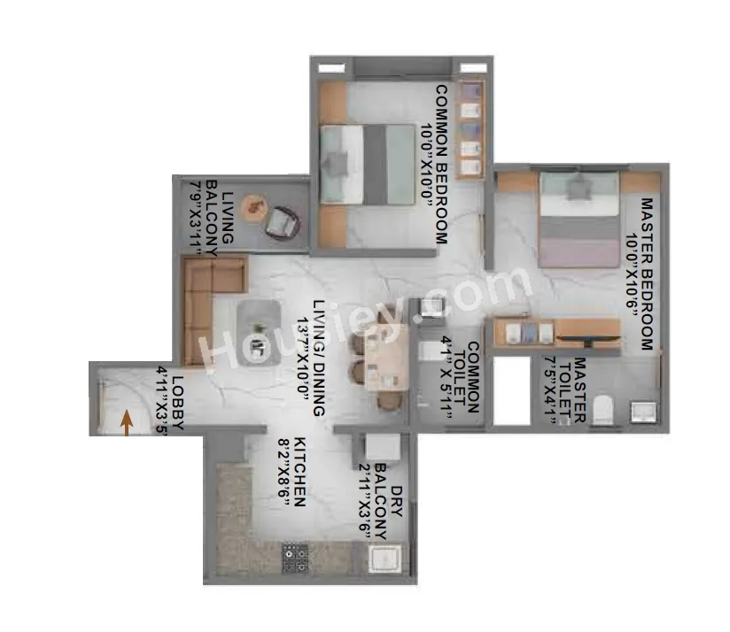 Avani 12th Avenue Unit plan - 585 sq.ft.
