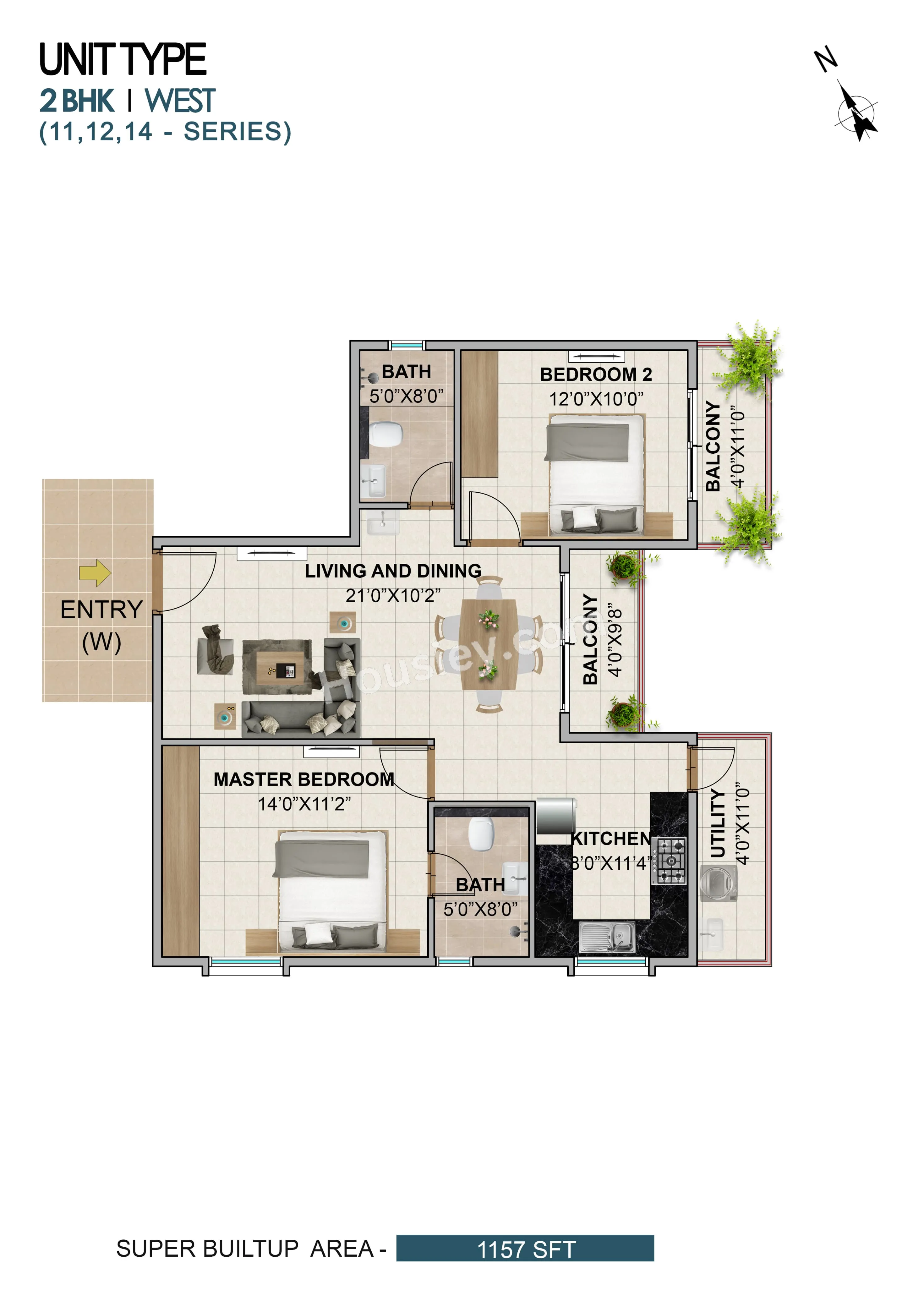 Axis Oaklyn Unit plan - 707 sq.ft.