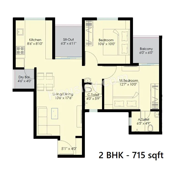 BG Aspiro Unit plan - 715 sq.ft.