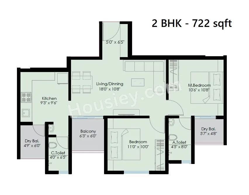 BG Aspiro Unit plan - 722 sq.ft.