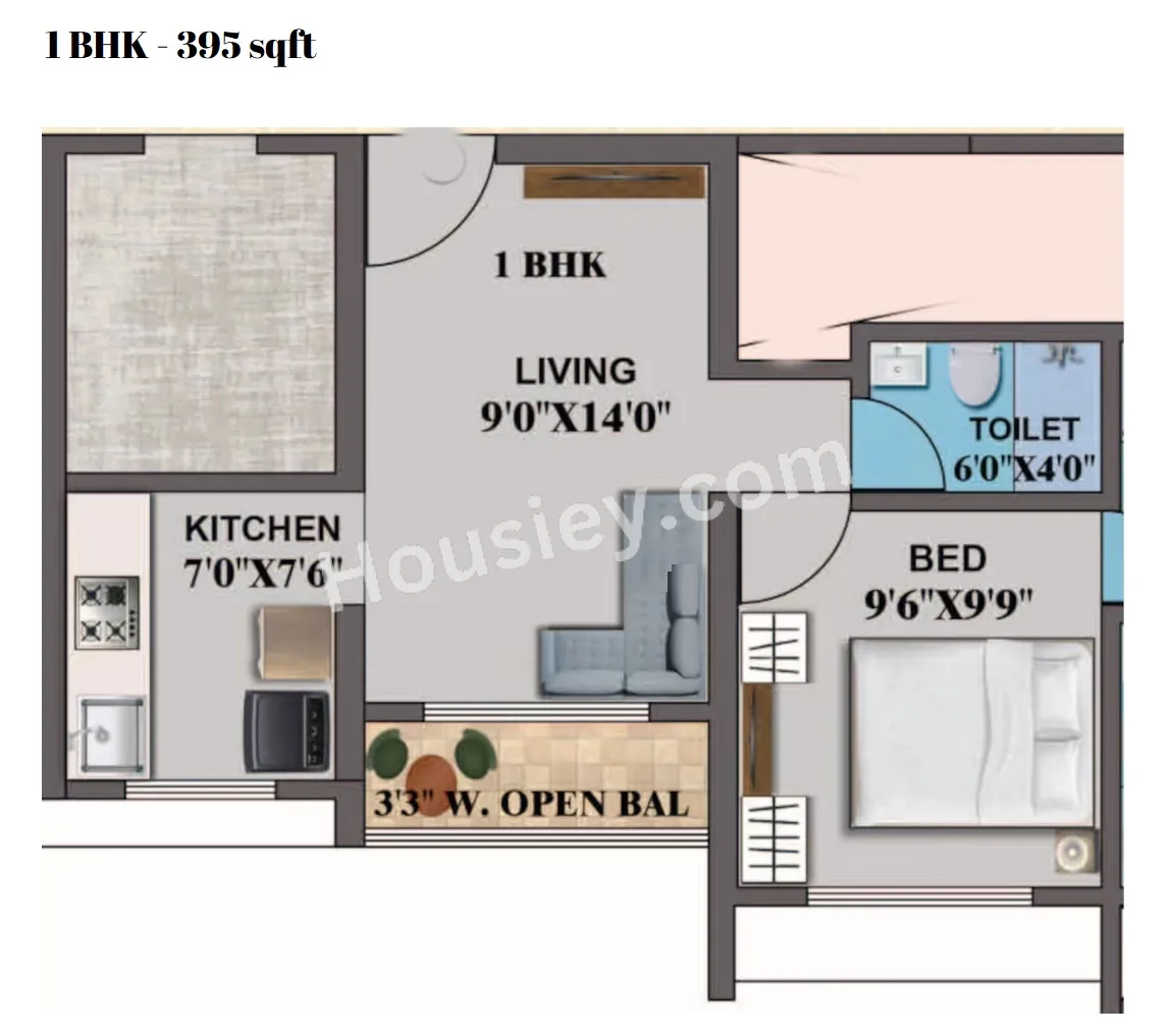Balaji Estate Chapter 3 Unit plan - 395 sq.ft.