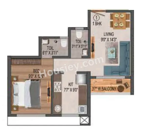 Balaji Heights Unit plan - 440 sq.ft.
