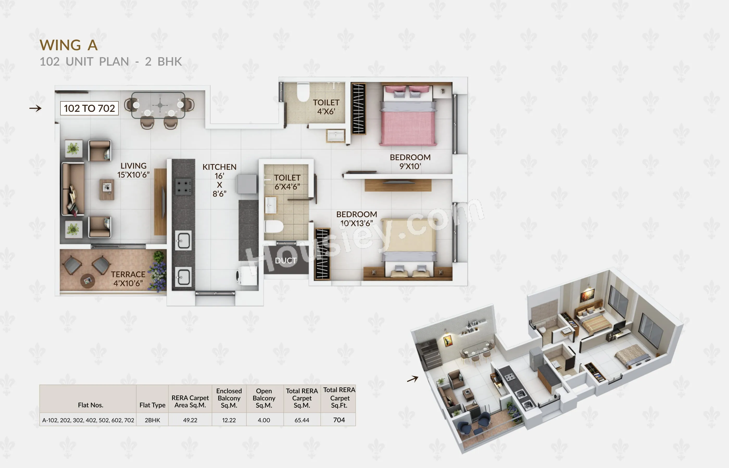 Balaji Oriana Nest Unit plan - 704 sq.ft.