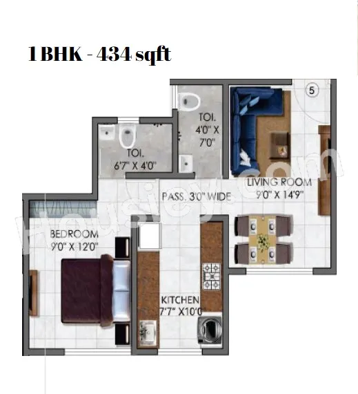 Balaji Vasant Unit plan - 434 sq.ft.