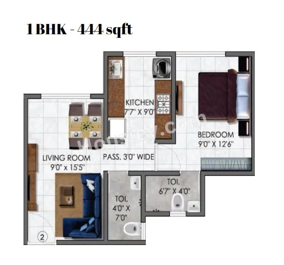Balaji Vasant Unit plan - 444 sq.ft.