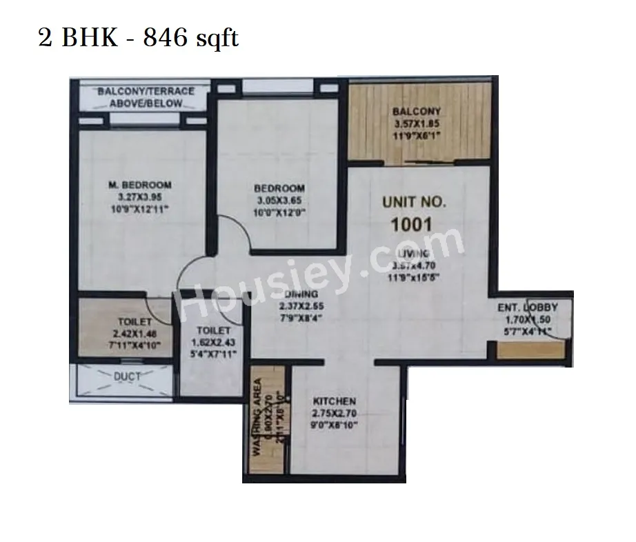 Rachana Bella Casa Royale phase 3 Unit plan - 846 sq.ft.