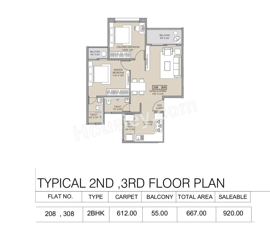 Belmont Skyverse Unit plan - 667 sq.ft.
