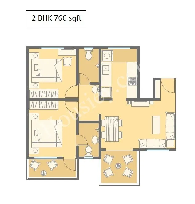 N-B Bhondve Bhalchandra Blessings Unit plan - 766 sq.ft.