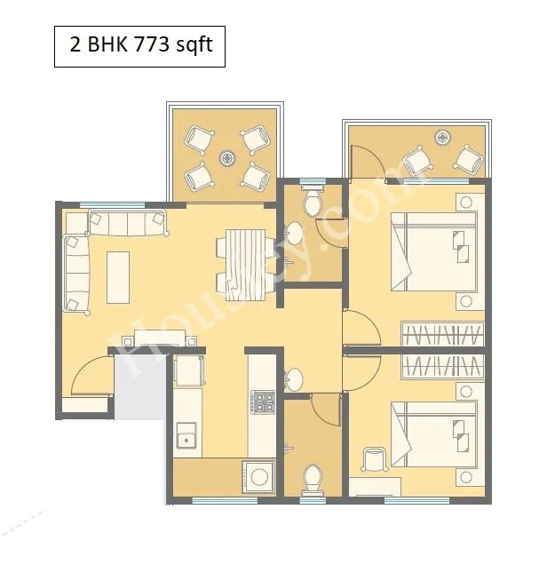 N-B Bhondve Bhalchandra Blessings Unit plan - 773 sq.ft.