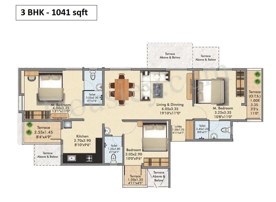 Bhalchandra Vihar Phase 2 Unit plan - 1041 sq.ft.